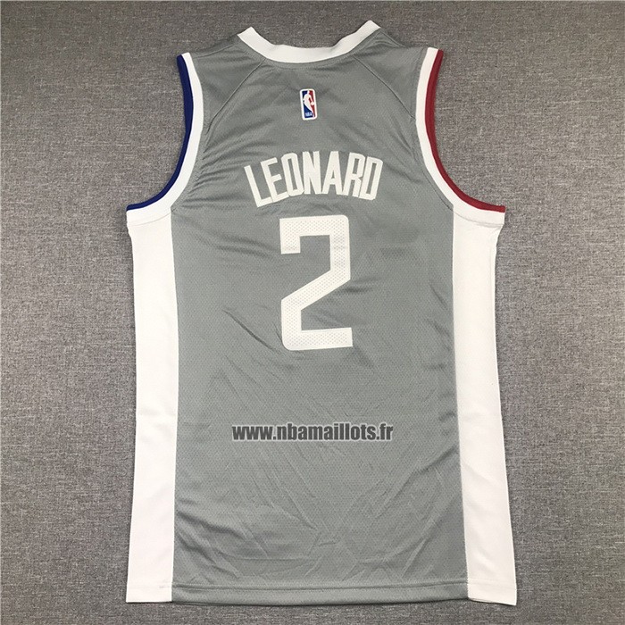 Maillot Los Angeles Clippers Kawhi Leonard No 2 Earned 2020-21 Gris